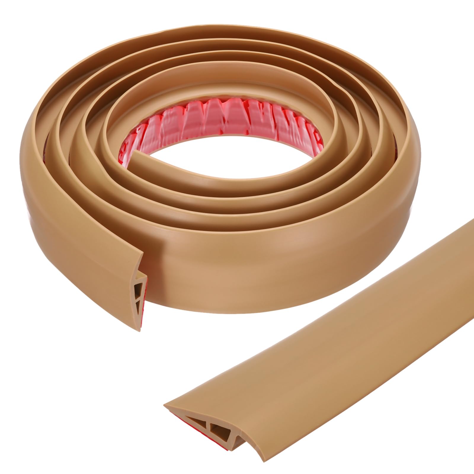 sourcing map Floor Transition Strip Self Adhesive, 2m/6.6ft Laminate Door Transition Strips Carpet Edging Strip for Carpet Doorways Joining Floor Gaps Fit for 10mm Height, Light Brown