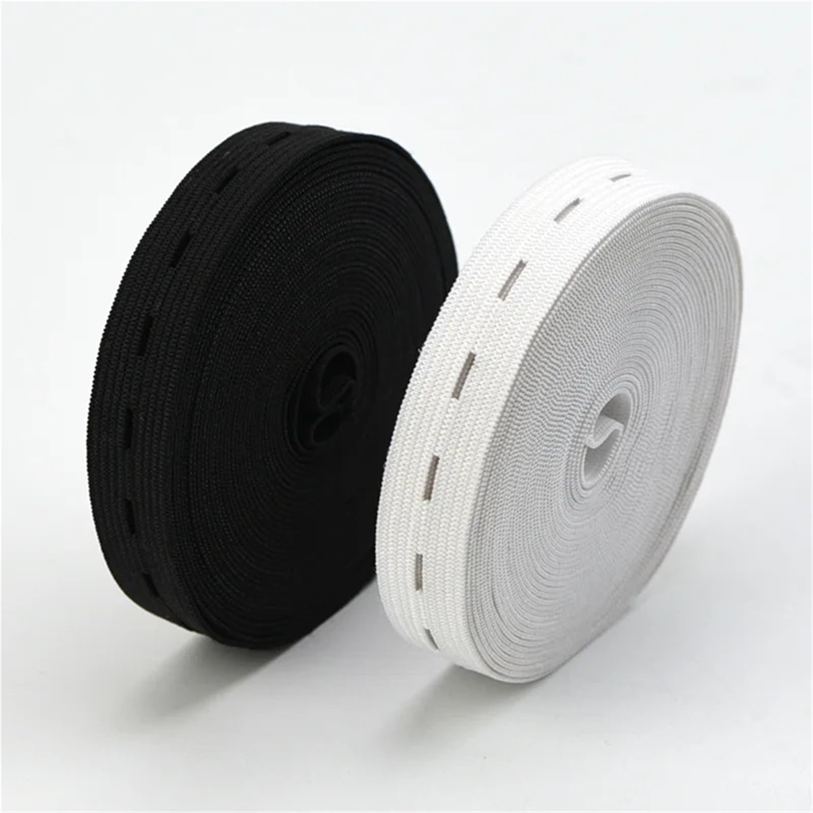 Elástico para coser 8 Uds accesorios de costura DIY 15mm 20mm 25mm 30mm agujero botón banda elástica blanco negro ojal pantalones cintura ajustable 5 metros(25mm black)