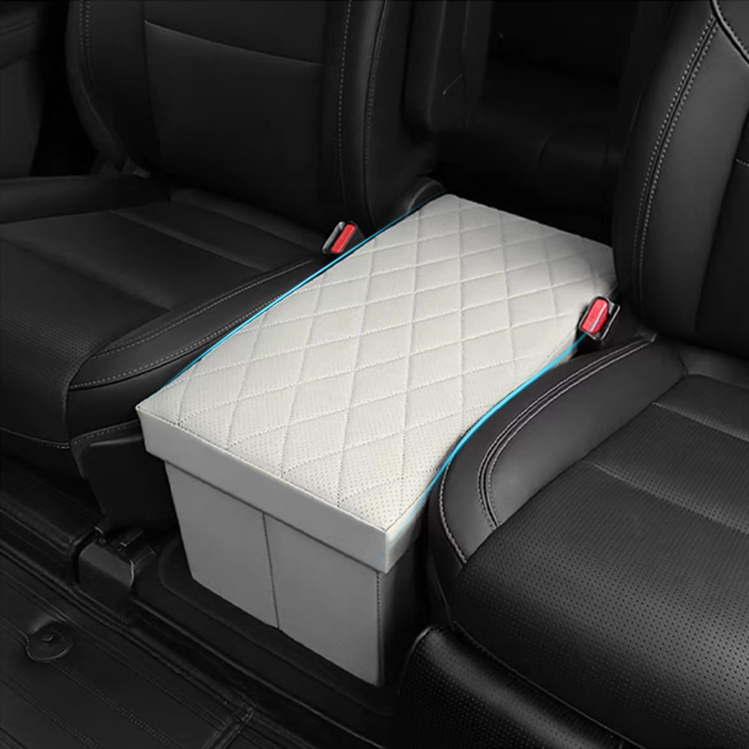 Photo 1 of Seat Aisle Storage Box for Ford Explorer 6-Passenger Models – Organizer Rear Seats Passage – Foldable, Easy Installation, for Ford Explorer ST XLT Accessories 2020 to 2025 (White)