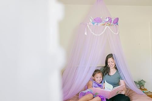 Miniatura 5 de Jenn & Joos Toldo de cama de princesa sirena para niñas, toldo de cama de mosquitero para cama de tamaño individual/matrimonial/queen, red de cama