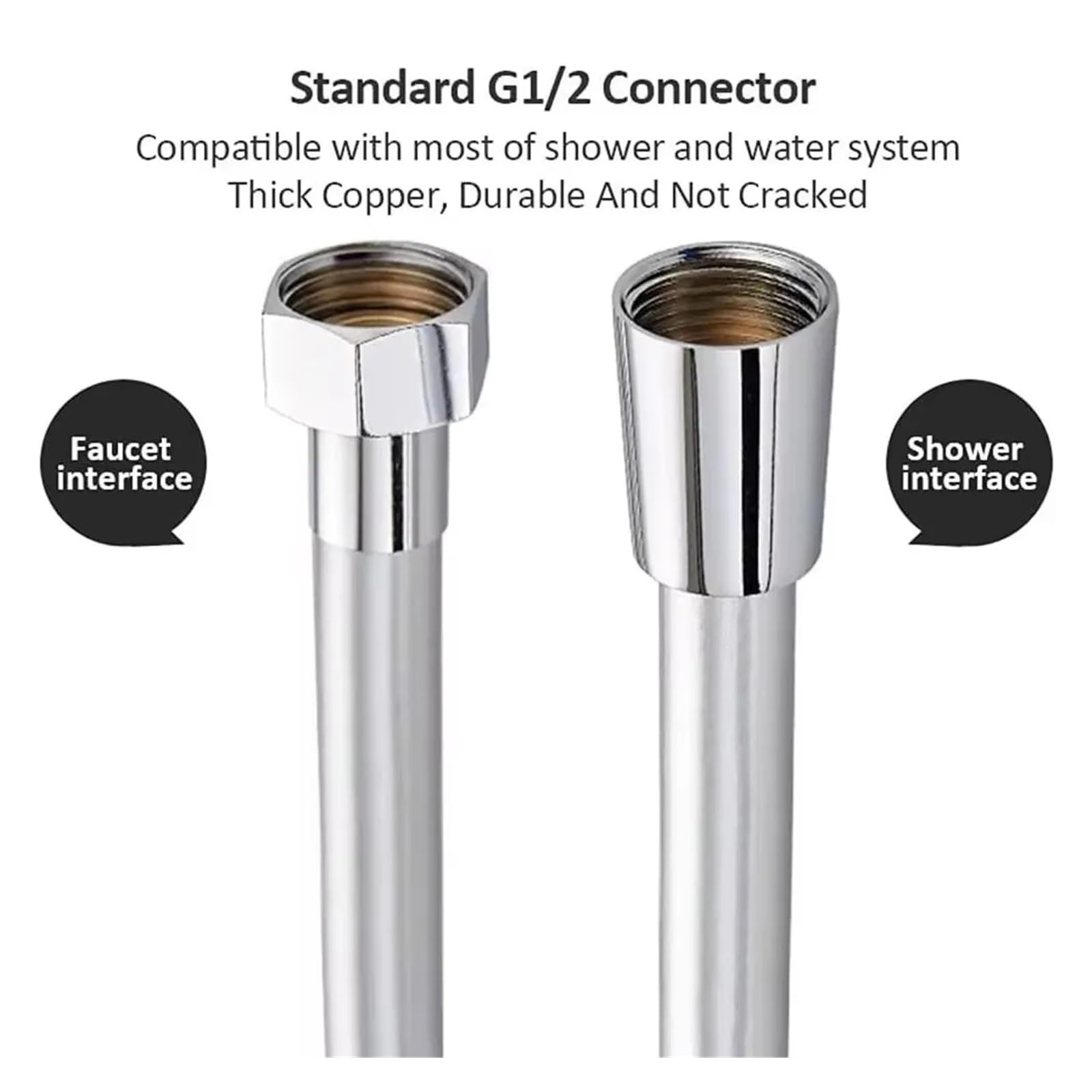 Manguera de ducha de alta presión de 1,5/2/3/4 m, tubo de fontanería flexible universal de PVC G1/2 pulgadas para accesorios de baño y manguera gris antigrietas