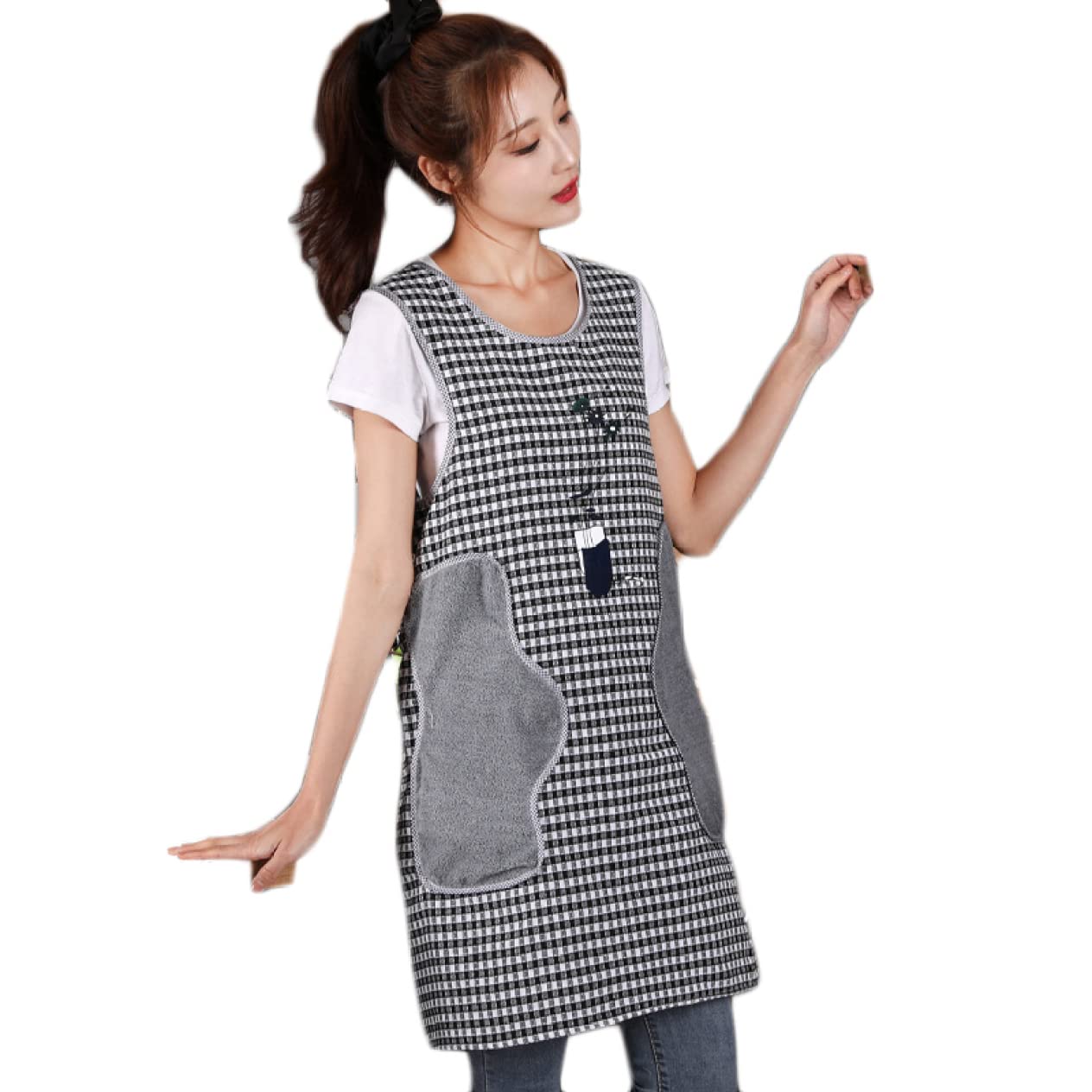 Amazon｜JAnjiaLxY かっぽうぎ かっぽう着 割烹着 エプロン グレー