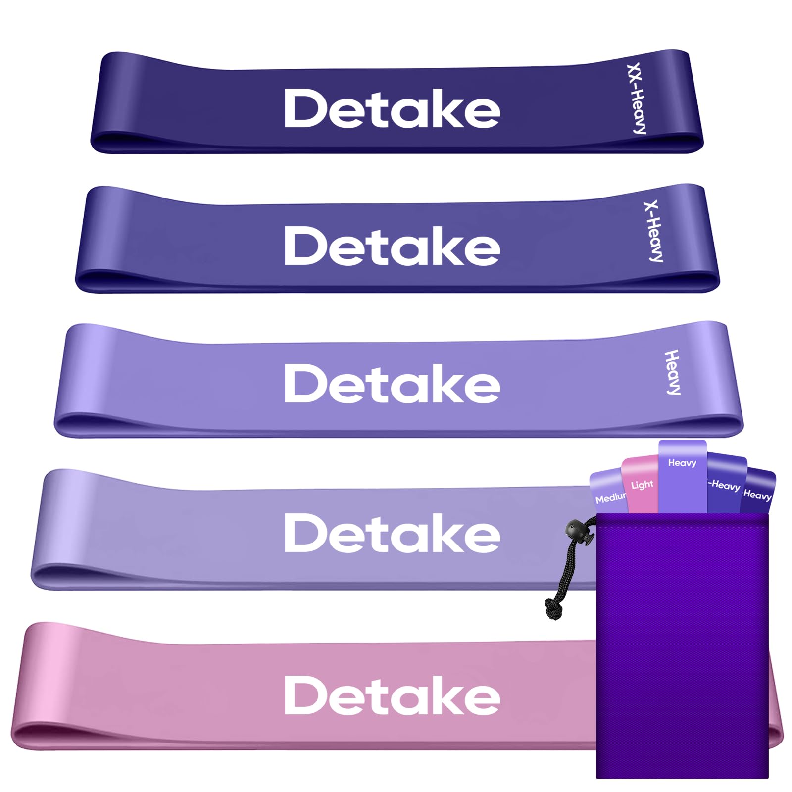 Fitnessbänder [5er Set], 5 Unterschiedlicher Stärke Fitnessband, Hautfreundlich Resistance Bands, Widerstandsbänder mit Tragebeutel für Muskelaufbau, Yoga, Pilates, Crossfit, Cardio, Männer Frauen