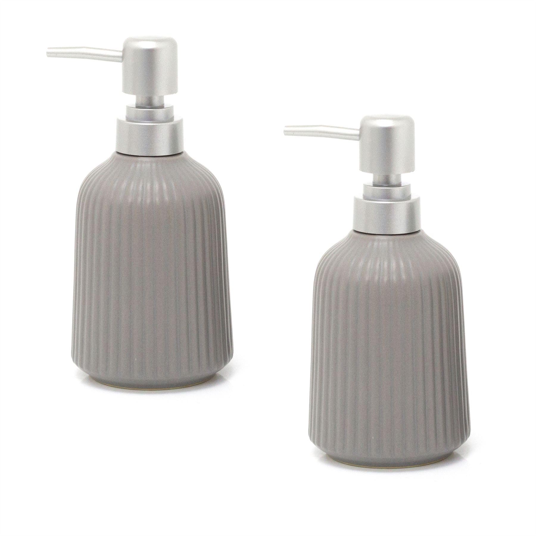 Carousel Home Grey Pack Of 2 Ceramic Soap Dispenser | Hand Soap Dispenser Bathroom Soap Dispenser | Hand Wash Dispenser Kitchen Soap Dispenser