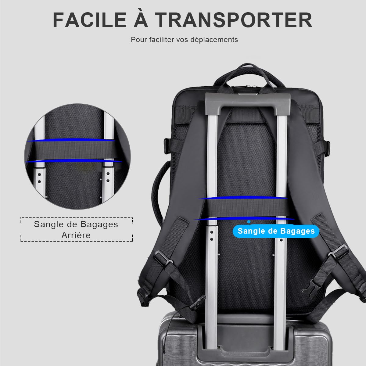SONARIN Voyage Sac à Dos de Travail,Extensible Grande Capacité Sac à Dos Ordinateur Portable 15,6 Pouces,Imperméables Sacs de Cabine Sacs à Loisir pour Homme