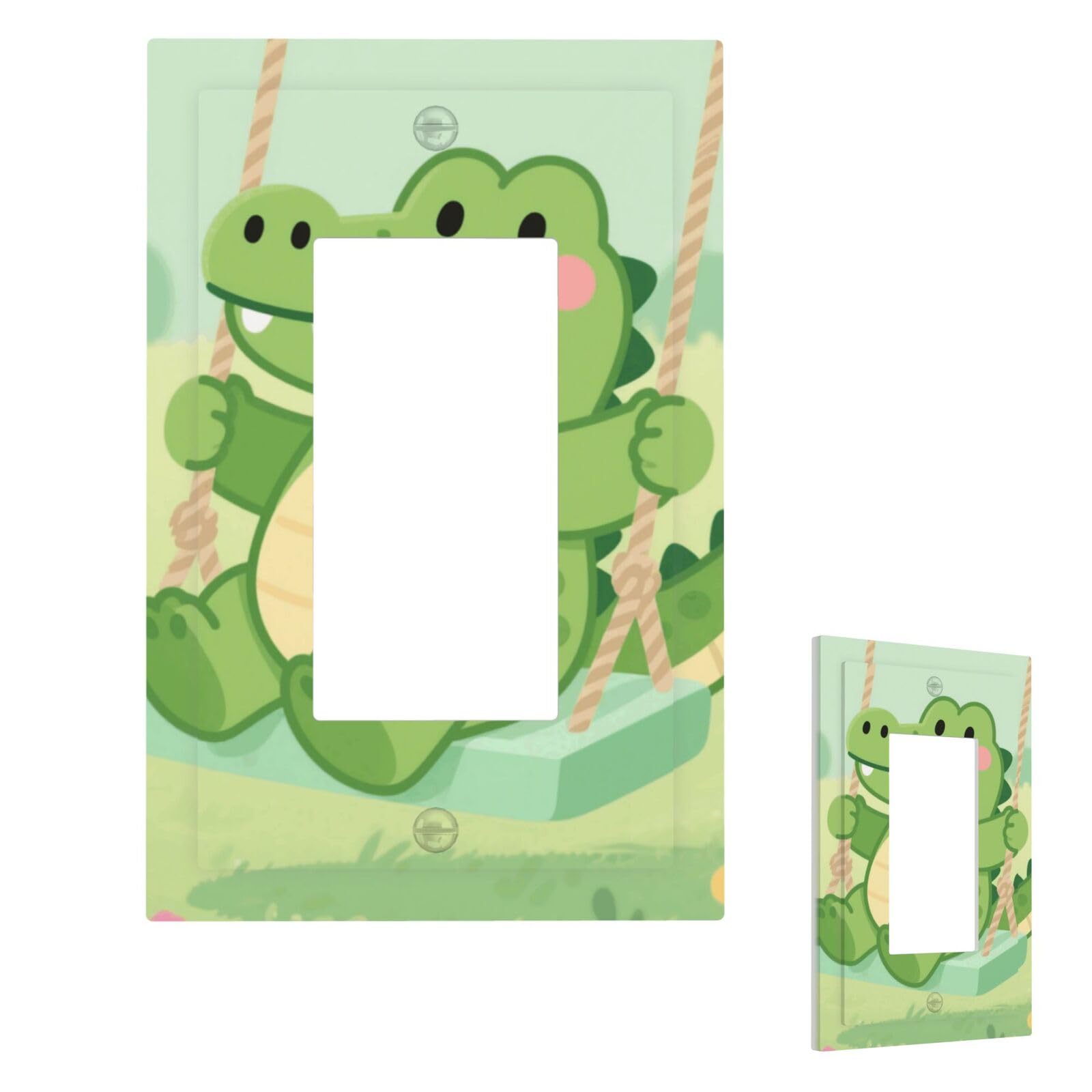 Fekiloot 1 Gang Alligator Wall Plate Cover Modern Decorative Light Switch Cover Unbreakable Receptacle Outlet Covers For Living Room Bedroom Home Decor