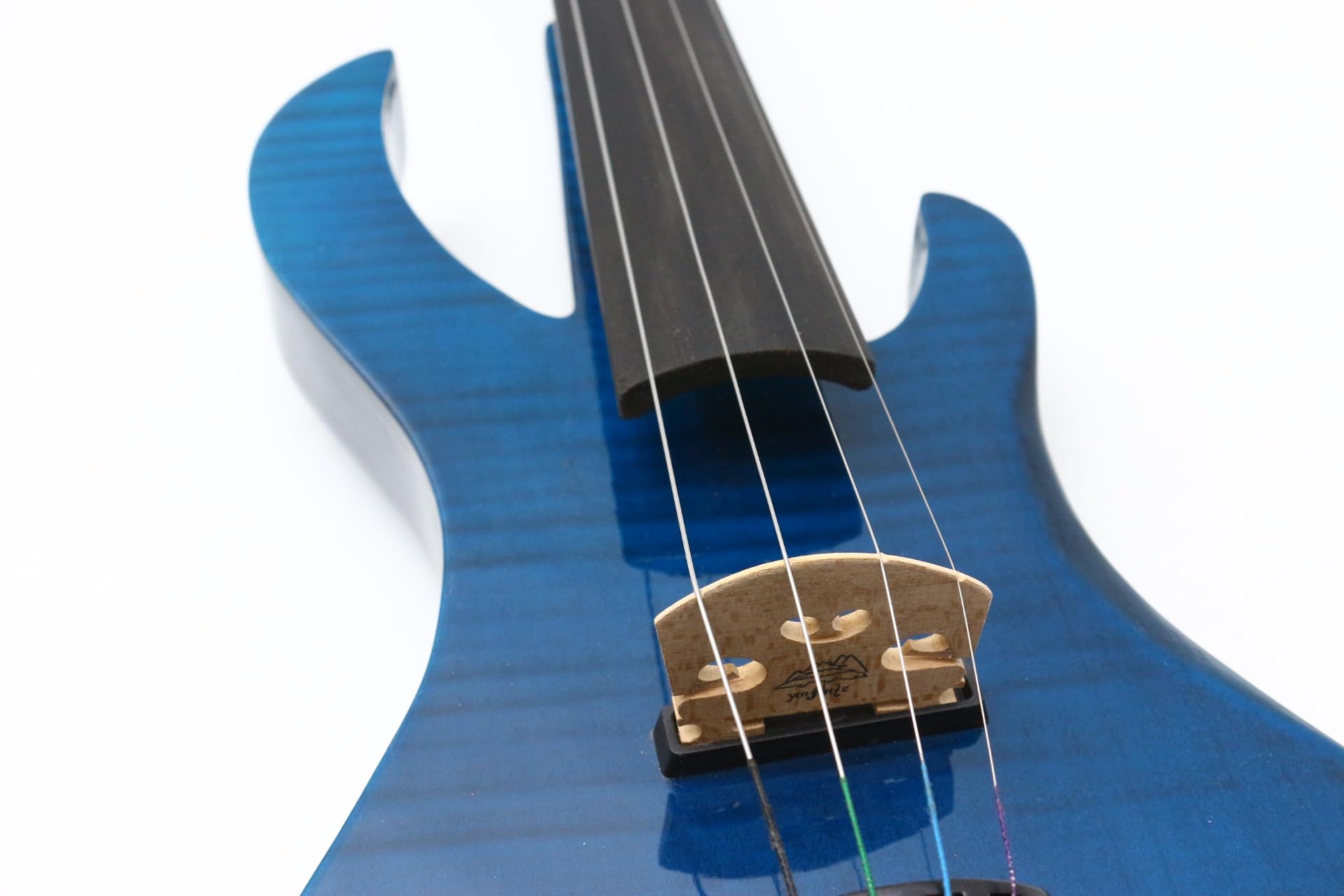 Violino Elettrico 4/4 di Dimensioni Standard, Kit per Violino Elettrico a 5 Corde, Corpo in Legno massello con Accessori in Ebano, Suono Potente a Forma di Chitarra, Custodia, Archetto (Blue