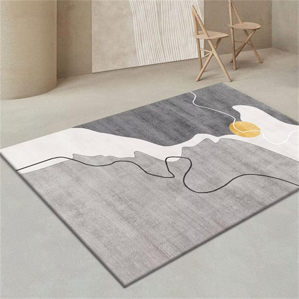 Tapis de salon doux gris 200x250cm lavable au design moderne