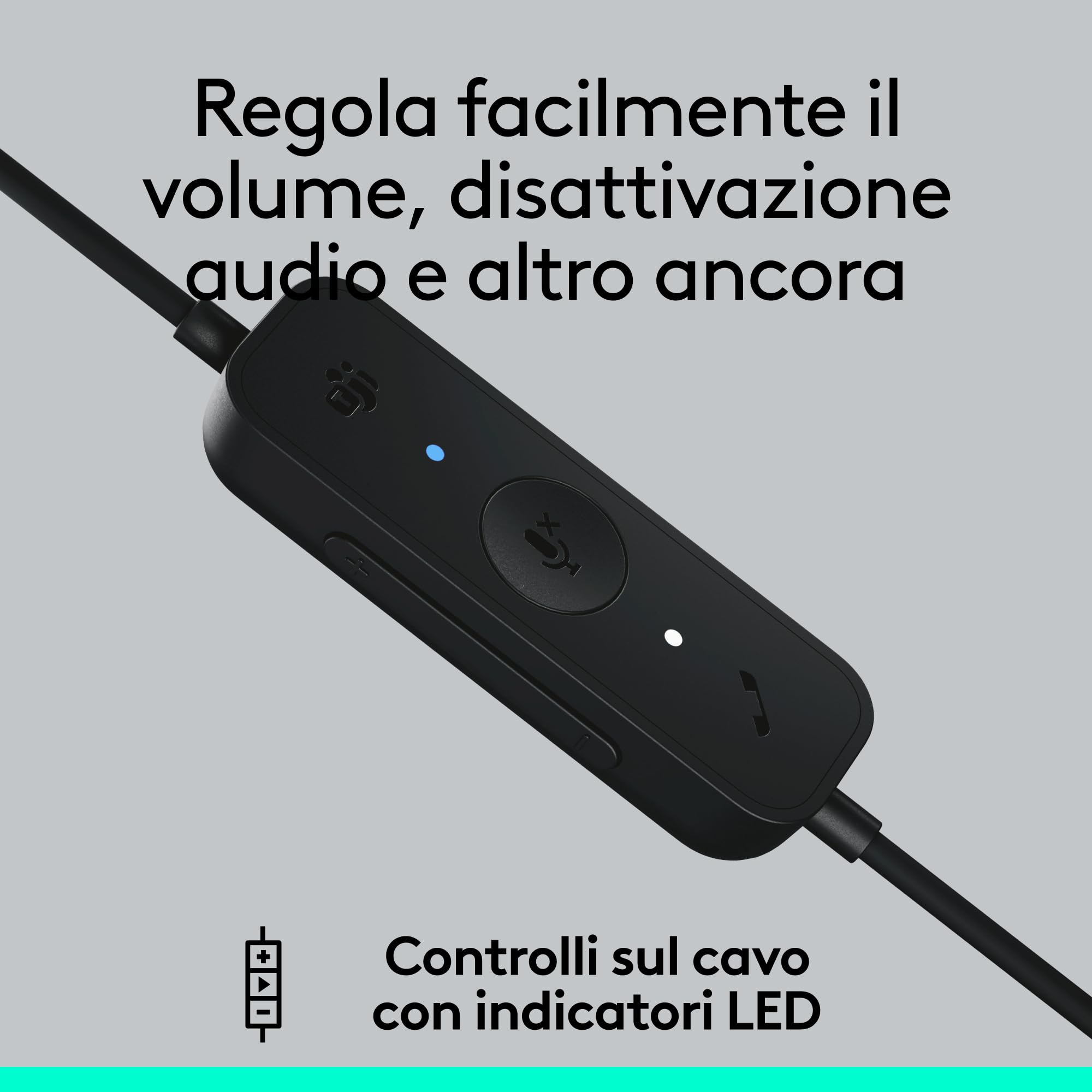 Logitech H570e cuffia con microfono per PC e Mac, cuffia con microfono cablata USB-C con audio stereo, microfoni con cancellazione del rumore, controlli sul cavo, certificata per Microsoft Teams, nera