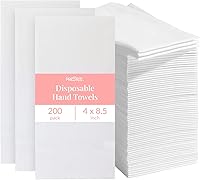 Prestee 200 Ct 2-Ply Linen-Like Disposable Paper Napkins - Soft Absorbent Guest Towels for Weddings, Parties, Bathrooms (White)