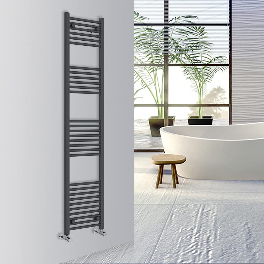 Warmehaus Straight Bathroom Heated Towel Rail Warmer Radiator Central Heating 1800x400mm - Anthracite