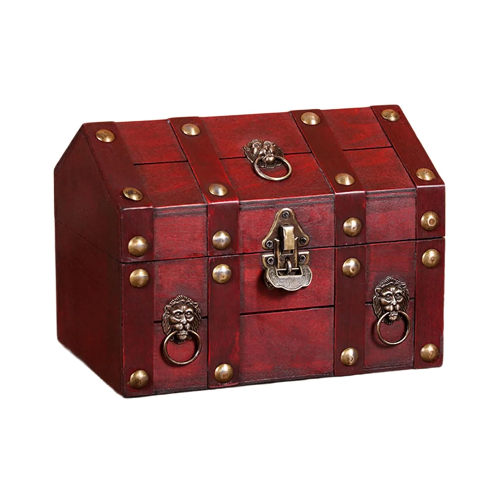 hogtnd Handmade Wooden Jewellery Box with Secure Spacious Compartment, Retro Storage for Home and Decorative Container, Wooden Box