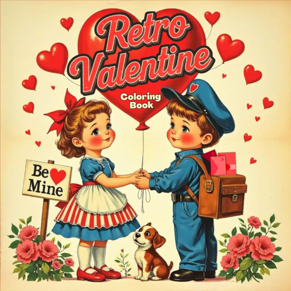 Retro Valentine Coloring Book: Punny, Retro Vintage Style Valentine Coloring Pages