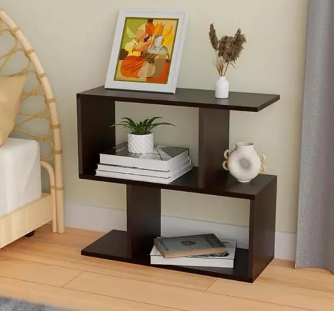 Multipurpose Wooden Bedside Table for Bedroom | Modern Side Table & Nightstand with Open Storage Shelf | Compact End Table for Living Room, Home Décor, Corner Storage & Gifting-image-28
