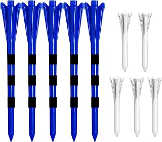 FINGER TEN Golf Tees Plastic Unbreakable Long Short 40 Driver Tees with 20 Iron Tees Mixed Pack, Golf Tee 3 1/4 2 3/4 1 1/2 Inch Flat Strong Durable for Iron Shots Reduce Friction