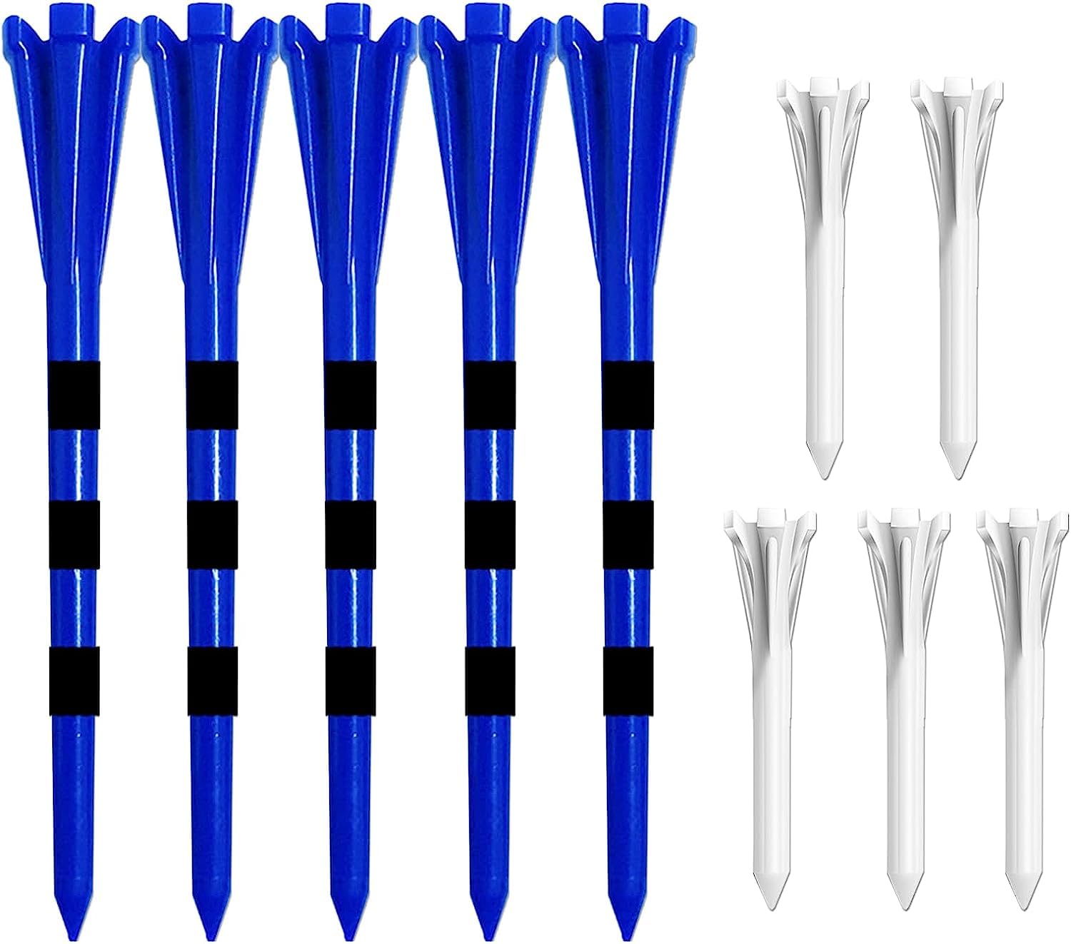 FINGER TEN Golf Tees Plastic Unbreakable Small 3 1/4 Inch 83mm 2 3/4 70mm With Five Claws Prong, Golf Tee Mixed Color Flat Strong Durable Long