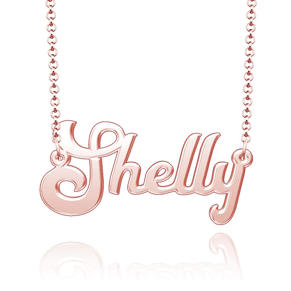 Personalized Name Necklace 10k Rose Gold Plated Sterling Silver Custom Nameplate