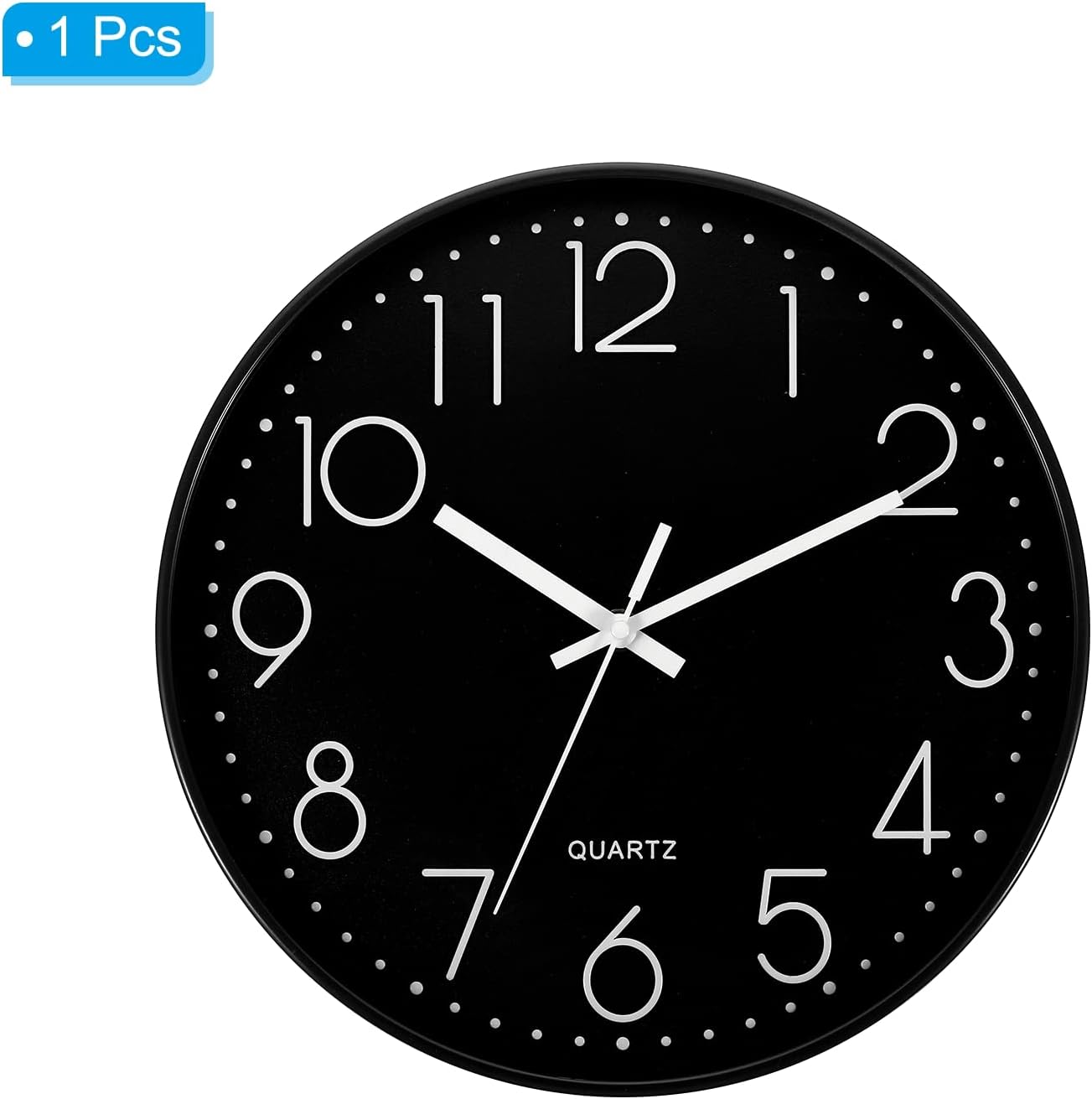 PATIKIL 12 Inch Wall Clock, Battery Operated Silent Non-Ticking Round Wall Clocks for Office Bedroom Decorative, Black