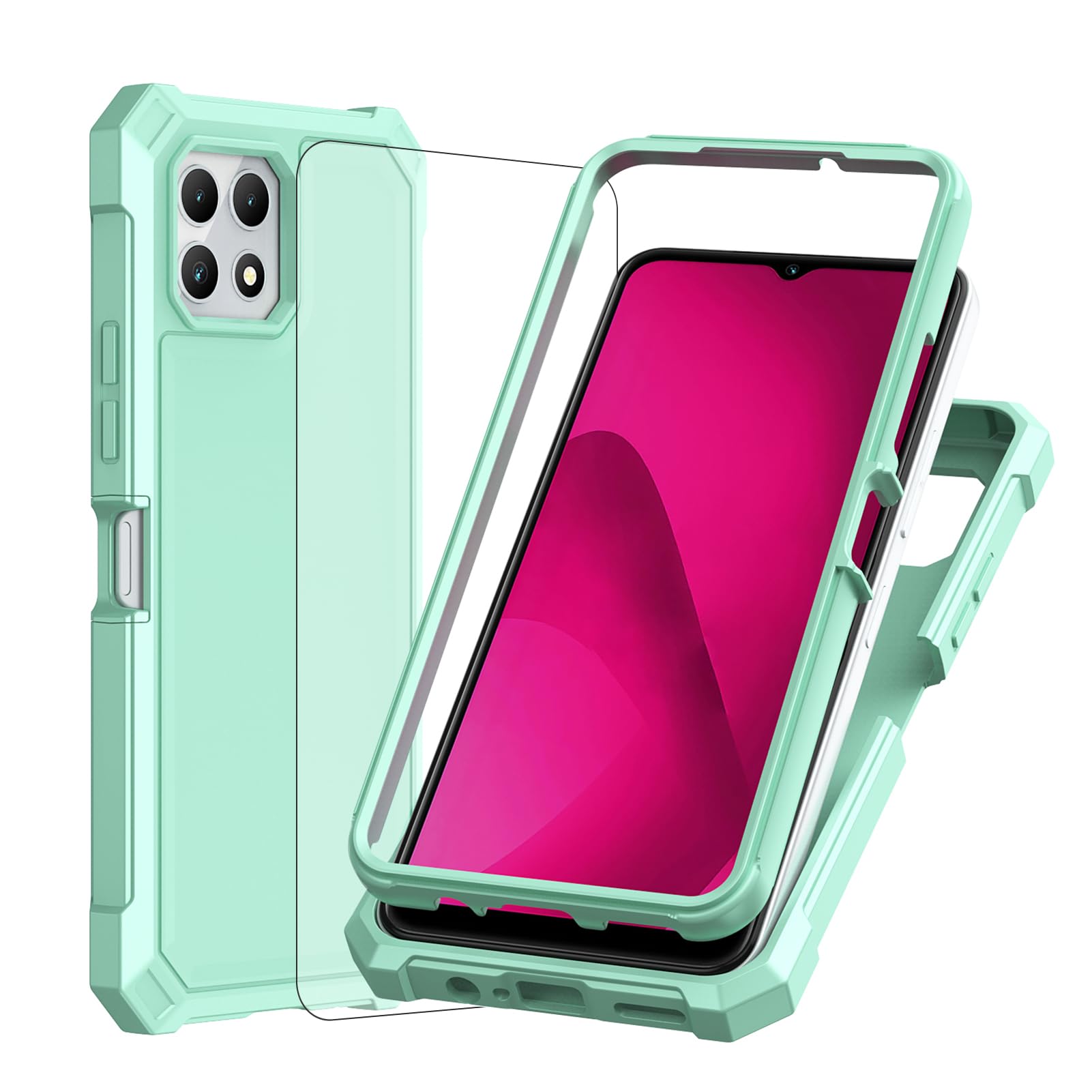 Ailiber for REVVL 7 5G Case with Screen Protector, Dual Layer Structure Protection, Shockproof Corners TPU Bumper, Silicone Cell Phone Case for