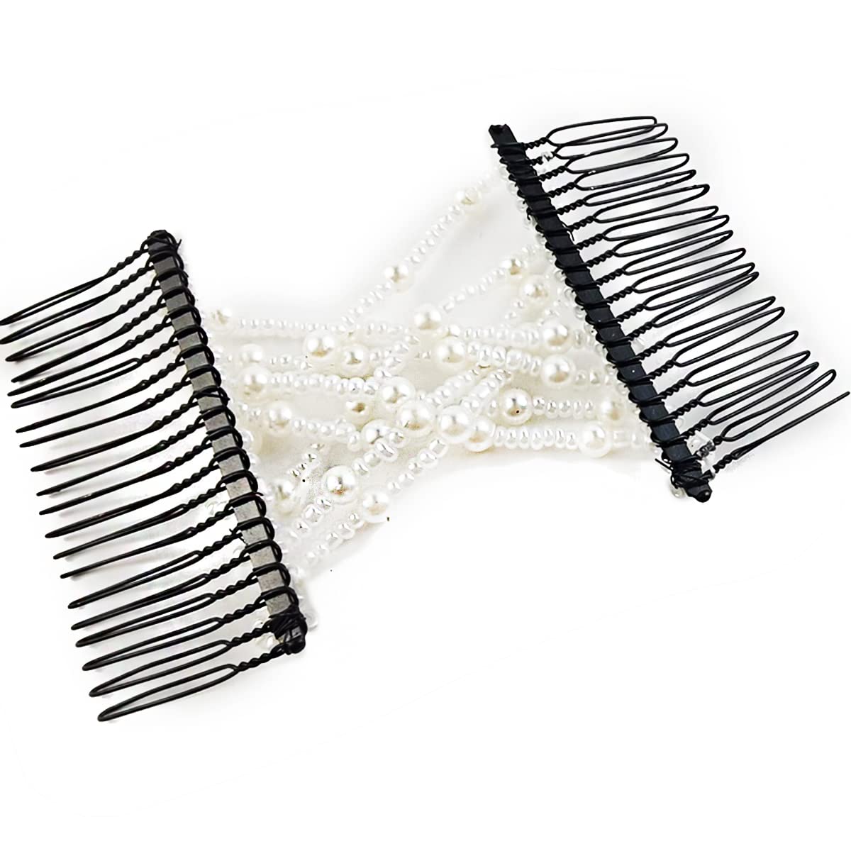 NSBELL 6PCS Beads Hair Combs Magic Elastic Hair Clips Stretchy Hair Comb Double Clips for Women Girls Hair Accessory - Image 4