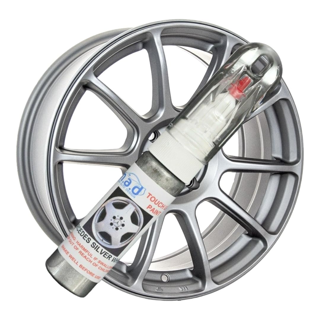 M.a.d Myldan Auto Design Silver Myldanautodesign Mercedes Standard Alloy Wheel Touch Up Pen Repair Paint Brush Curbing (Paint + Primer + Lacquer)