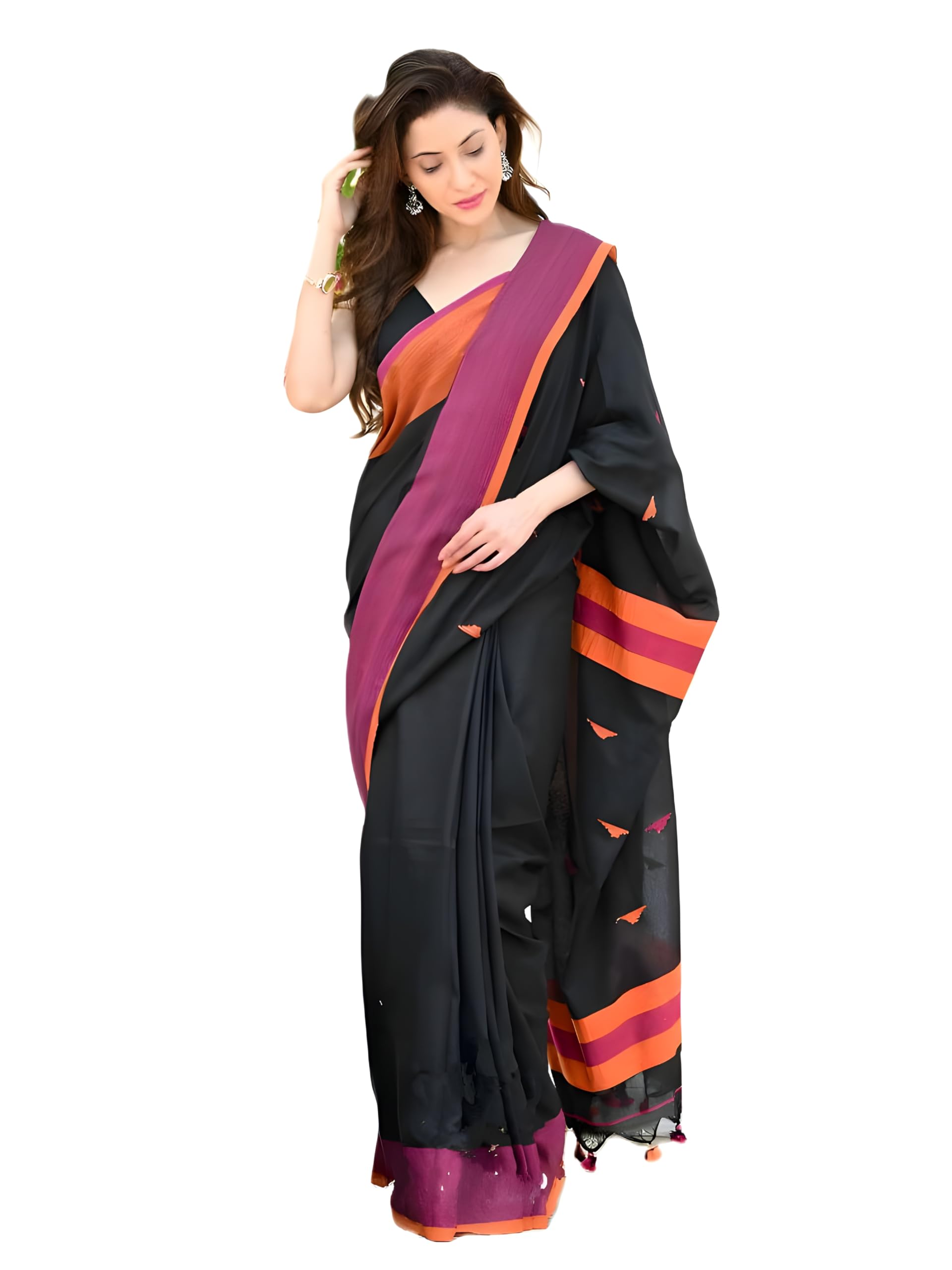 Rnn SareeWomen Tant Handloom Pure Cotton Khadi Saree