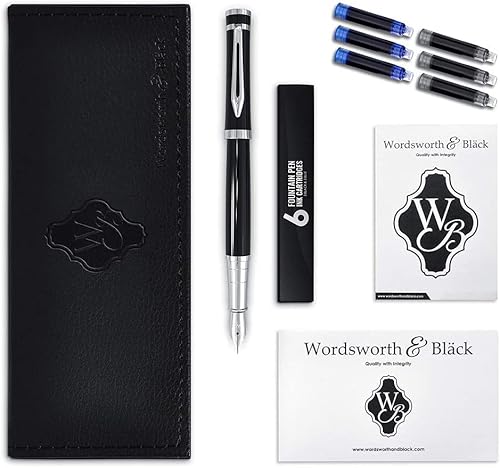 Black with chrome trim - Slim Box - EF Nib Bundle