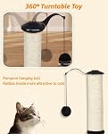 Happi N Pets 22"/56CM Cat Scratching Post, Natural Sisal Scratchers Trees for Indoor Cats, Featuring with Rotatable Hanging Balls & Stable Base, Cat Scratch Posts for Kittens-Black