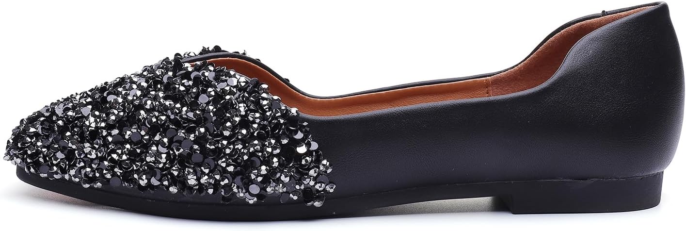 Flats Shoes Women Rhinestone Square Fashion Ballet Flats Wedding Flats for Women Comfortable Slip on Low Heel Dress Shoes - Image 6