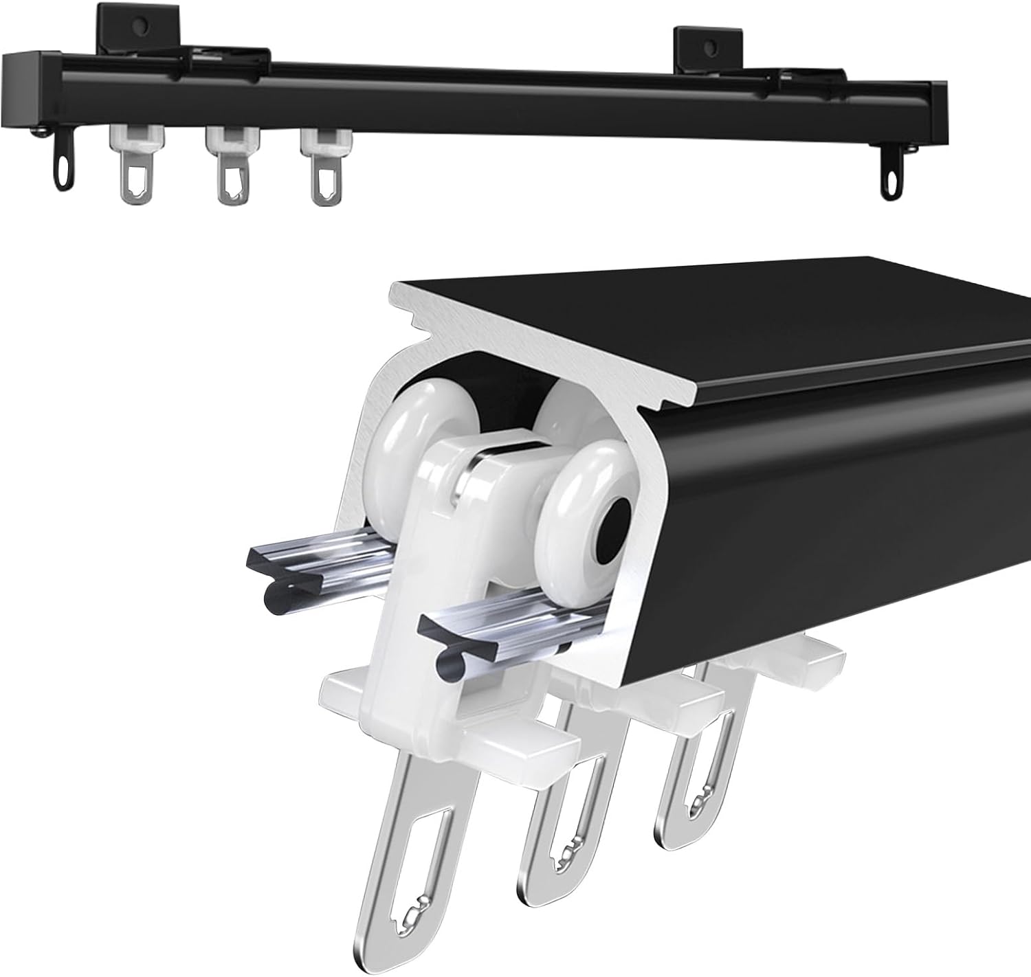 Heavy Duty Silent Curtain Rail - 2MM Thick Aluminium Sliding Track, Ceiling/Wall Mount with Accessories for Room Dividers, Smooth Operation, Durable Design