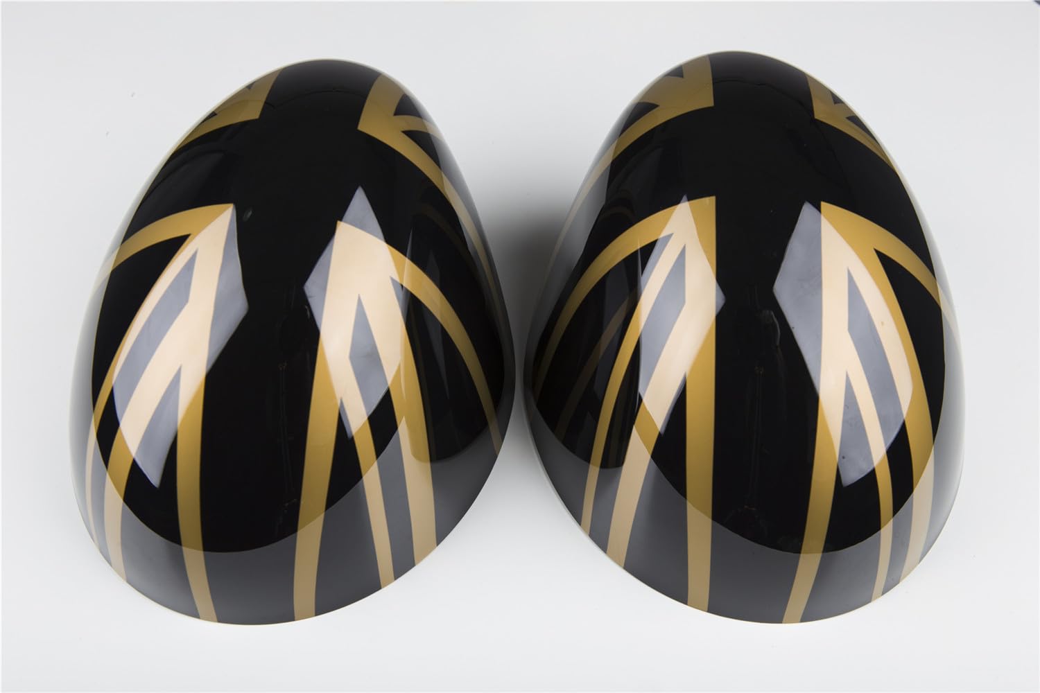 Rearview Wing Side Mirror Covers Caps Shell Accessories with Light Hole Union Jack Gold Compatible with Mini Cooper ONE S JCW F54 F55 F56 F57 F60 2014——2019