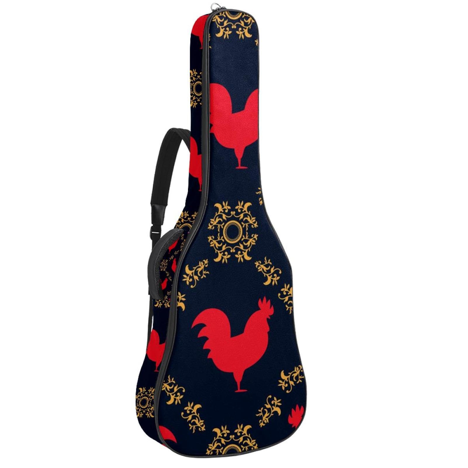 Torba na gitarę akustyczną wodoodporny plecak na gitarę grubo miękko wyściełany kogut klasyczna obudowa na gitarę, wielobarwny, 42.9x16.9x4.7 in, Organizer do torby