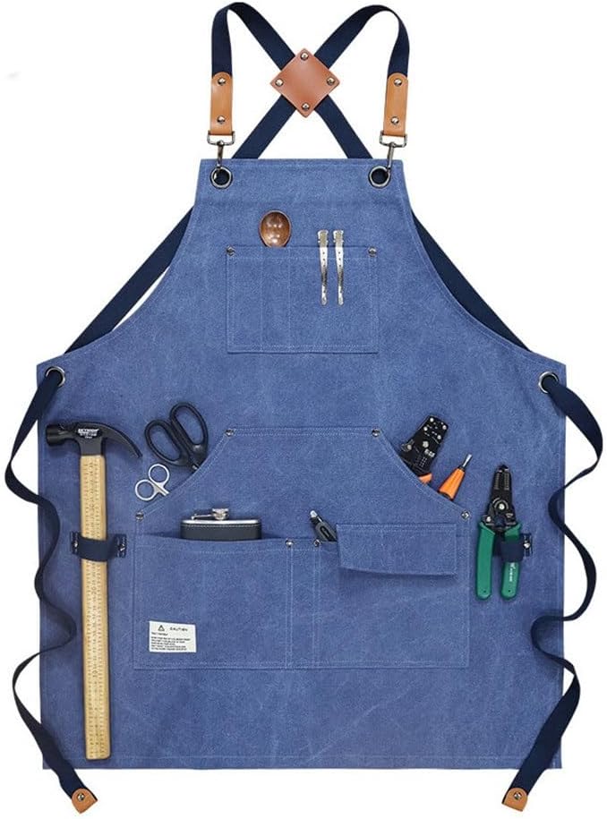 Thickened Canvas Multi-pocket Gardening Overalls Apron Barbecue Coffee Baking Painting Tool