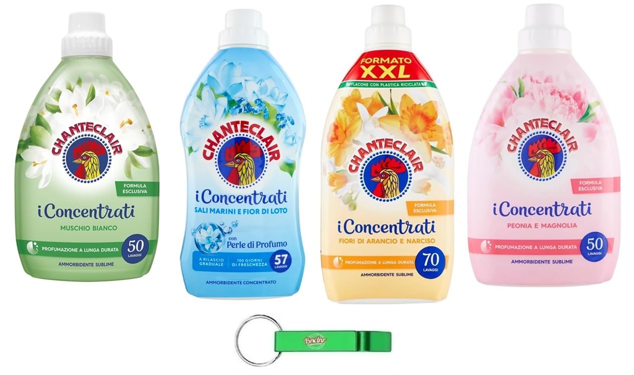 4 confezioni di test per ammorbidenti Chanteclair I Concentrati – ammorbidente concentrato, per vestiti morbidi e profumati + portachiavi Beni Culinari gratuito