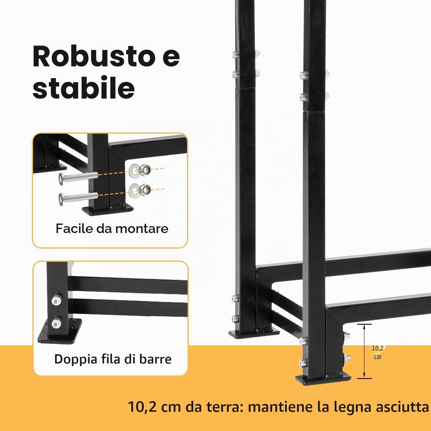 NALONE legnaia da esterno con coperchio impermeabile portalegna Metallo 4FT