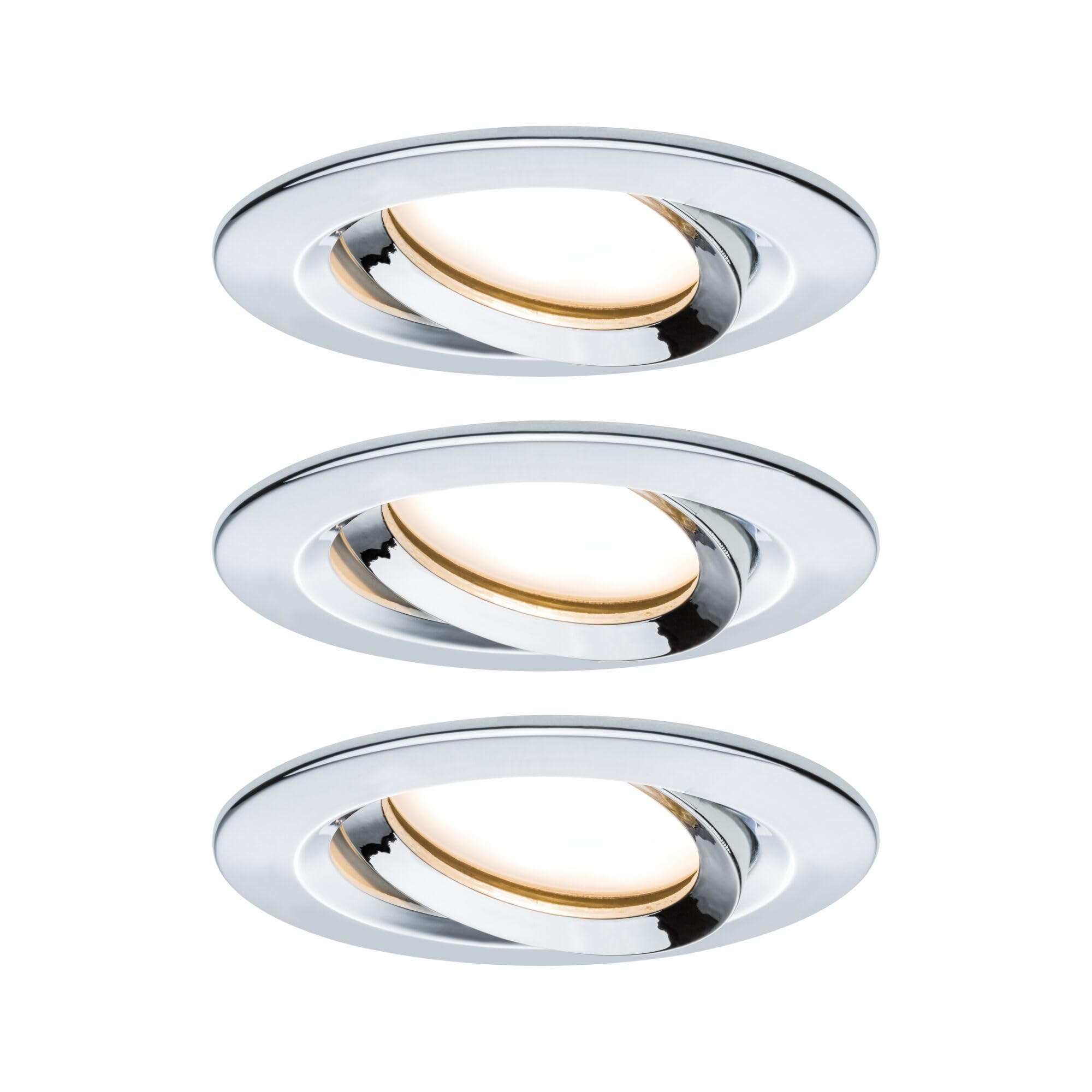 Paulmann 93684 Nova Plus LED Einbauleuchte 3er Set rund schwenkbar 3x6W IP65 dimmbar Einbaustrahler Chrom Spot Aluminium Einbaulampe 2700K