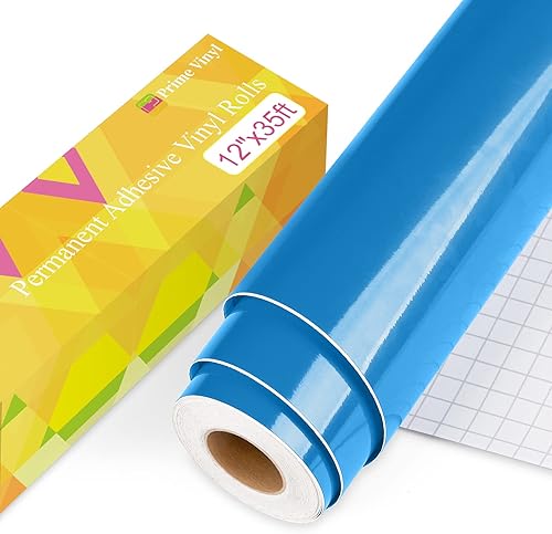 Prime Vinyl Rollo de vinilo permanente azul brillante, 12 pulgadas x 35 pies, impermeable, opaco, seguro y no tóxico, para Silhouette Cameo,