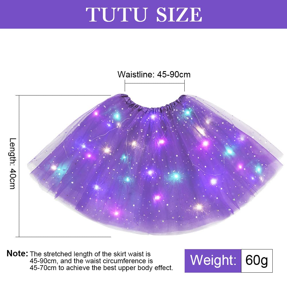 Spódnica z tiulu LED, 3-warstwowe tiulowe spódnice do tańca, świecąca spódnica LED, spódnica tutu na karnawał, Boże Narodzenie, Halloween, ślub