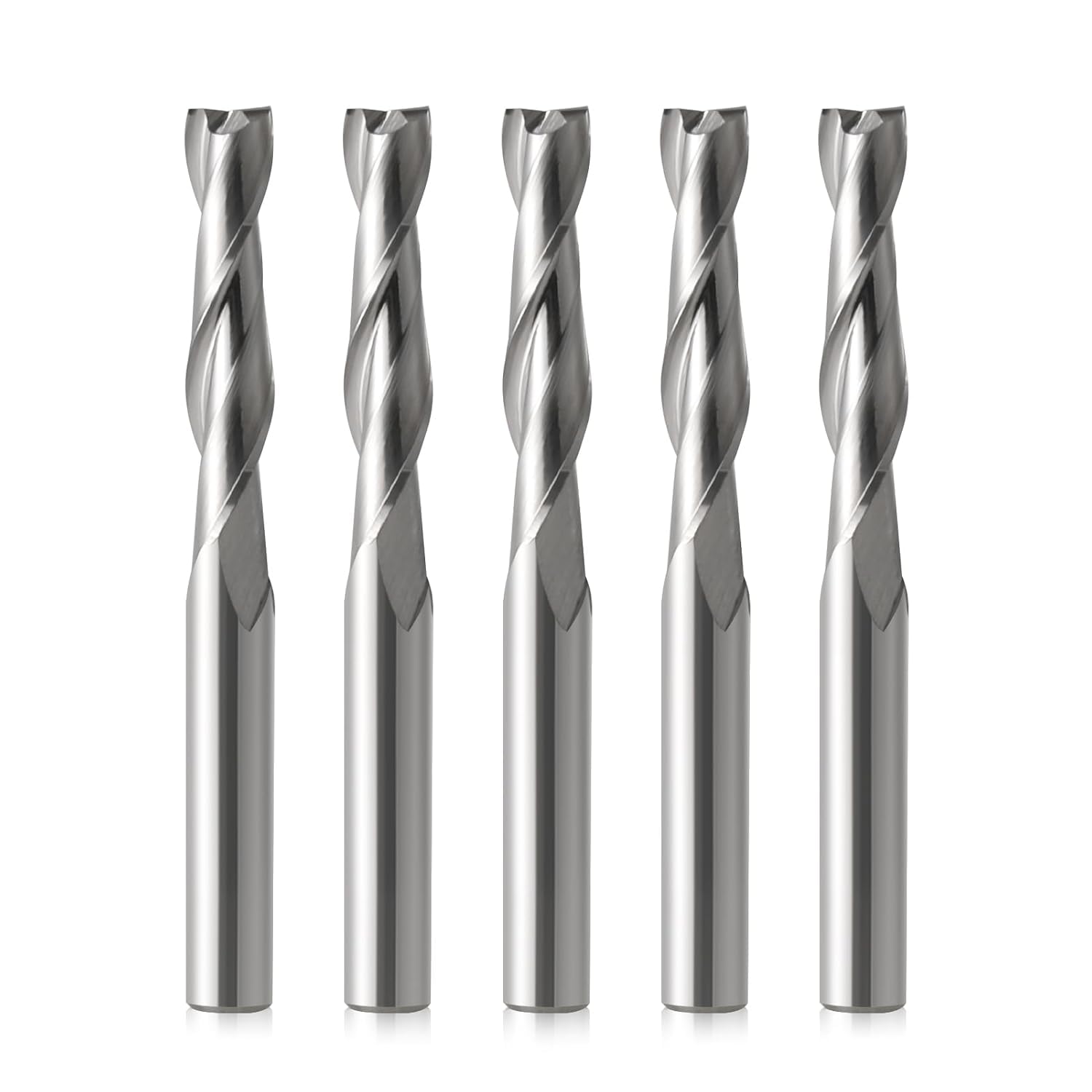 6mm Shank 6mm CED /28mm CEL Carbide Flat Nose End Mill Cutter CNC Router Bits 2 Flute for Acrylic PVC MDF Hardwood Pack of 5