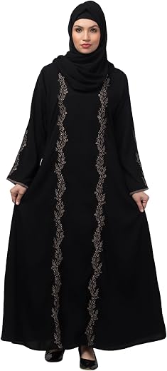 HIZFASON women latest stylish embroideed A-Line modest wear abaya burka