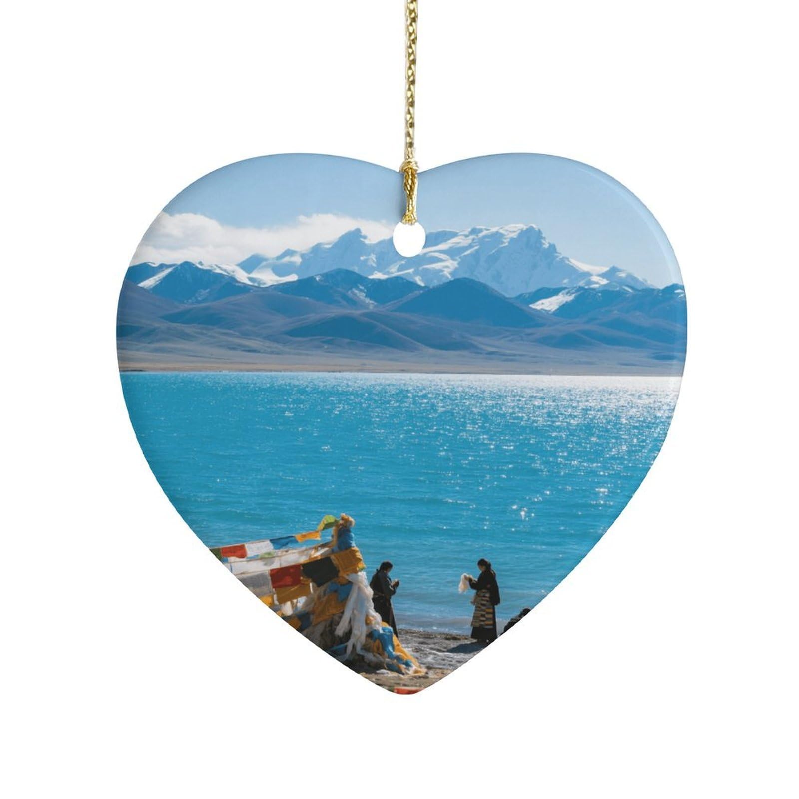 Fekiloot Style Namtso Lake Ceramic Ornament Home Decor Keepsake