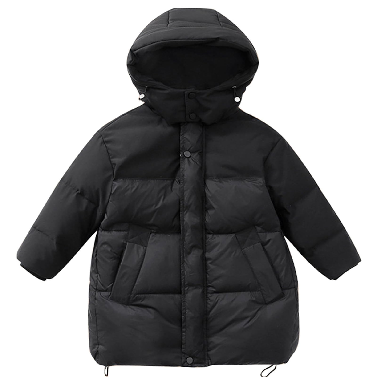Cappotto Imbottito con Cappuccio Bambini e Bambina Piumini di Media Lunghezza Giaca Giubbino per Inverno