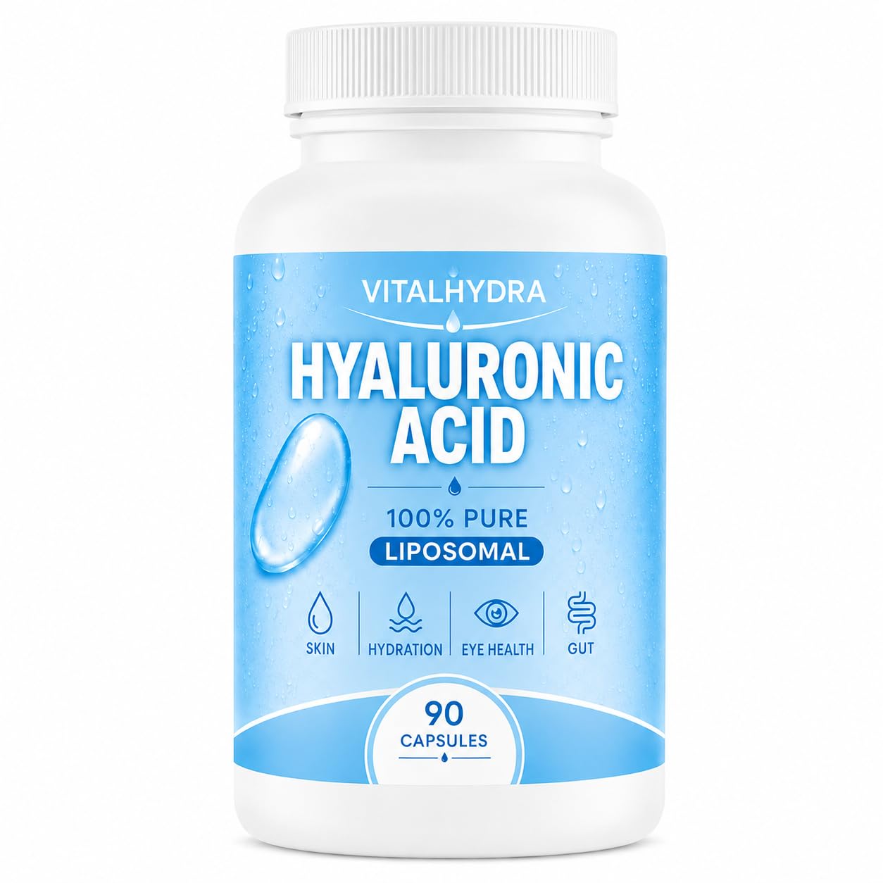 Hyaluronic Acid, Hyaluronic Acid Capsules Supplements, 90 Capsules 1pcs