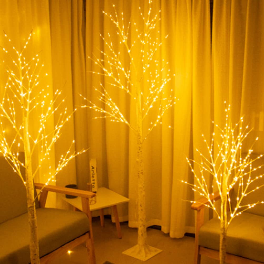 Árbol de Luz LED Navideño 210 cm 448 Piezas Blanco Cálido - Cadena de Luz LED Cortina de Estrella 8 Modos Apariencia de Abedul - Decoración Interior y Exterior