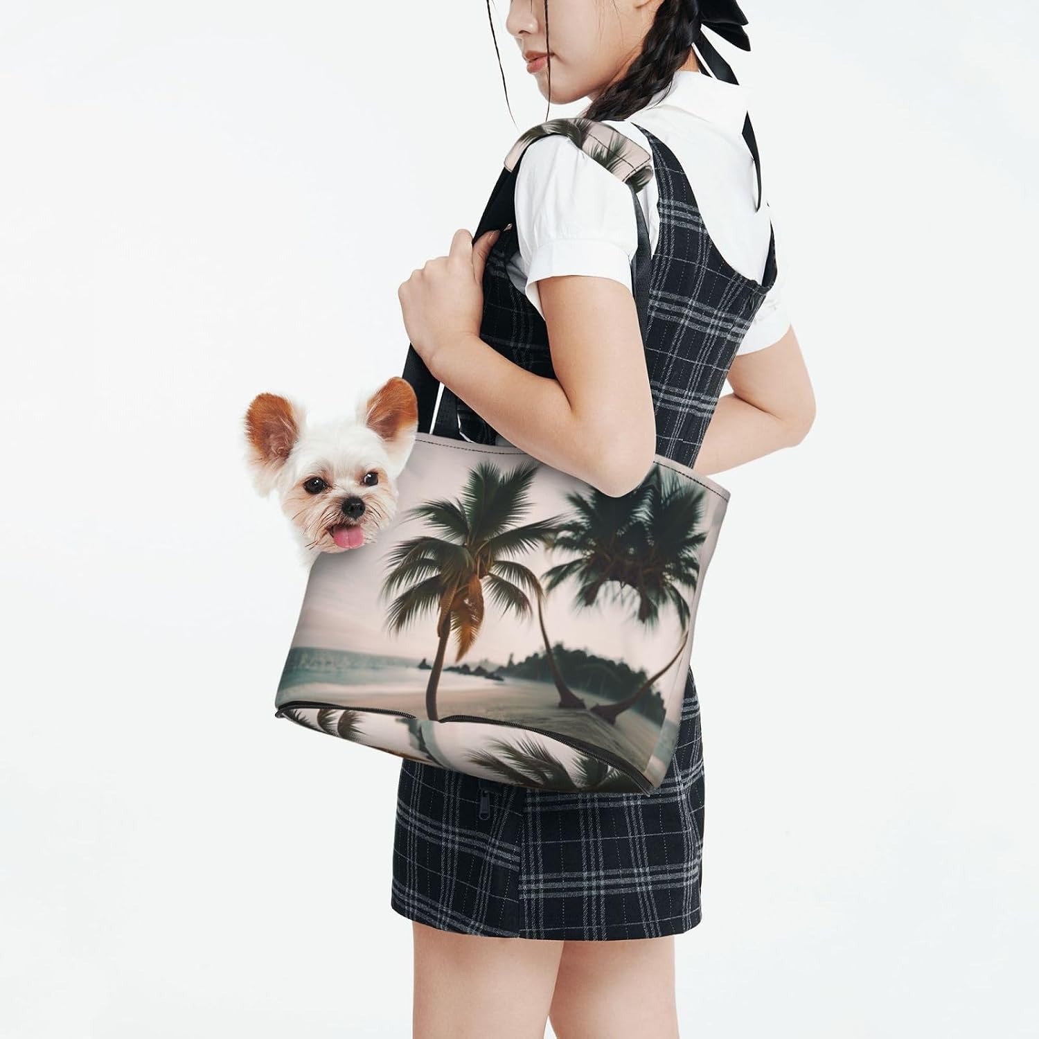 Cartoon Pigeon 2 Print Portable Foldable Shoulder Bag for Travel,with Collar Hook and Handle Pad,Cute Stylish Design