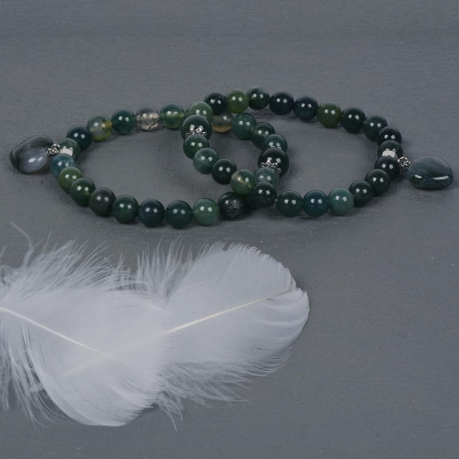 Justinstones Natural Gemstone Semi Precious Healing Reiki Heart Charm 8mm Round Bead Stretch Bracelet 7 inch - Image 4