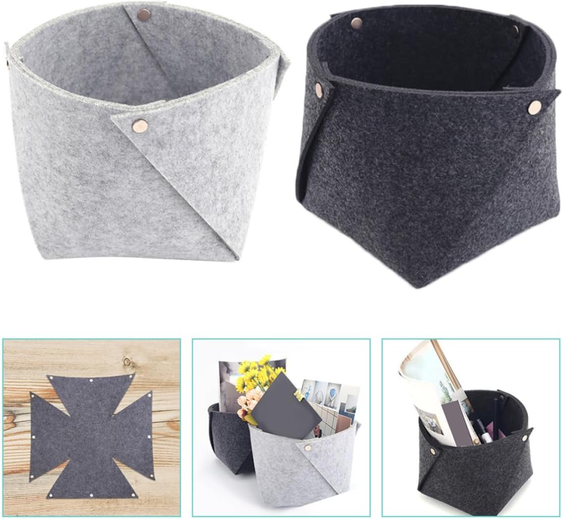 SEWACC 2pcs Felt Storage Basket Folding Notepaper Box for Bedside Items