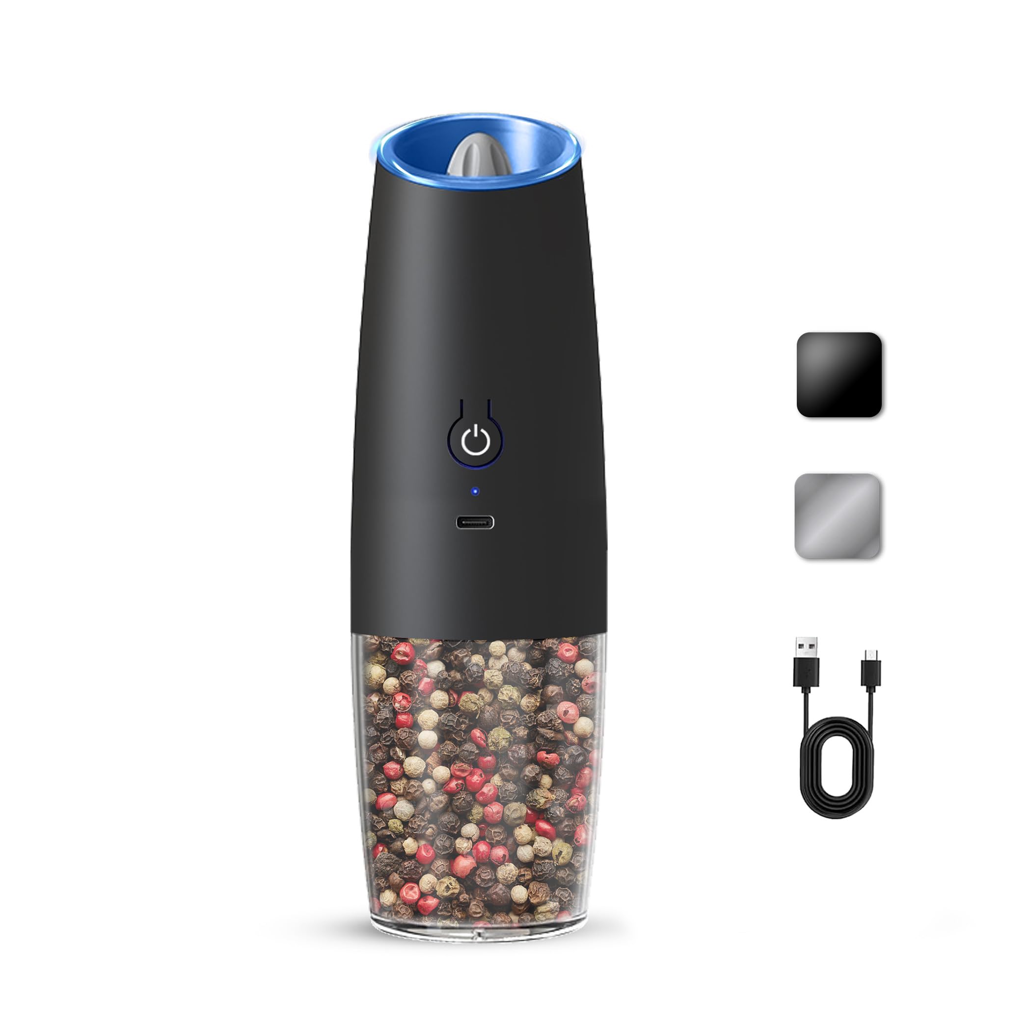KIARYUOLL Rechargeable Electric Salt & Pepper Grinder Set - Adjustable Coarseness, LED Light - View #10