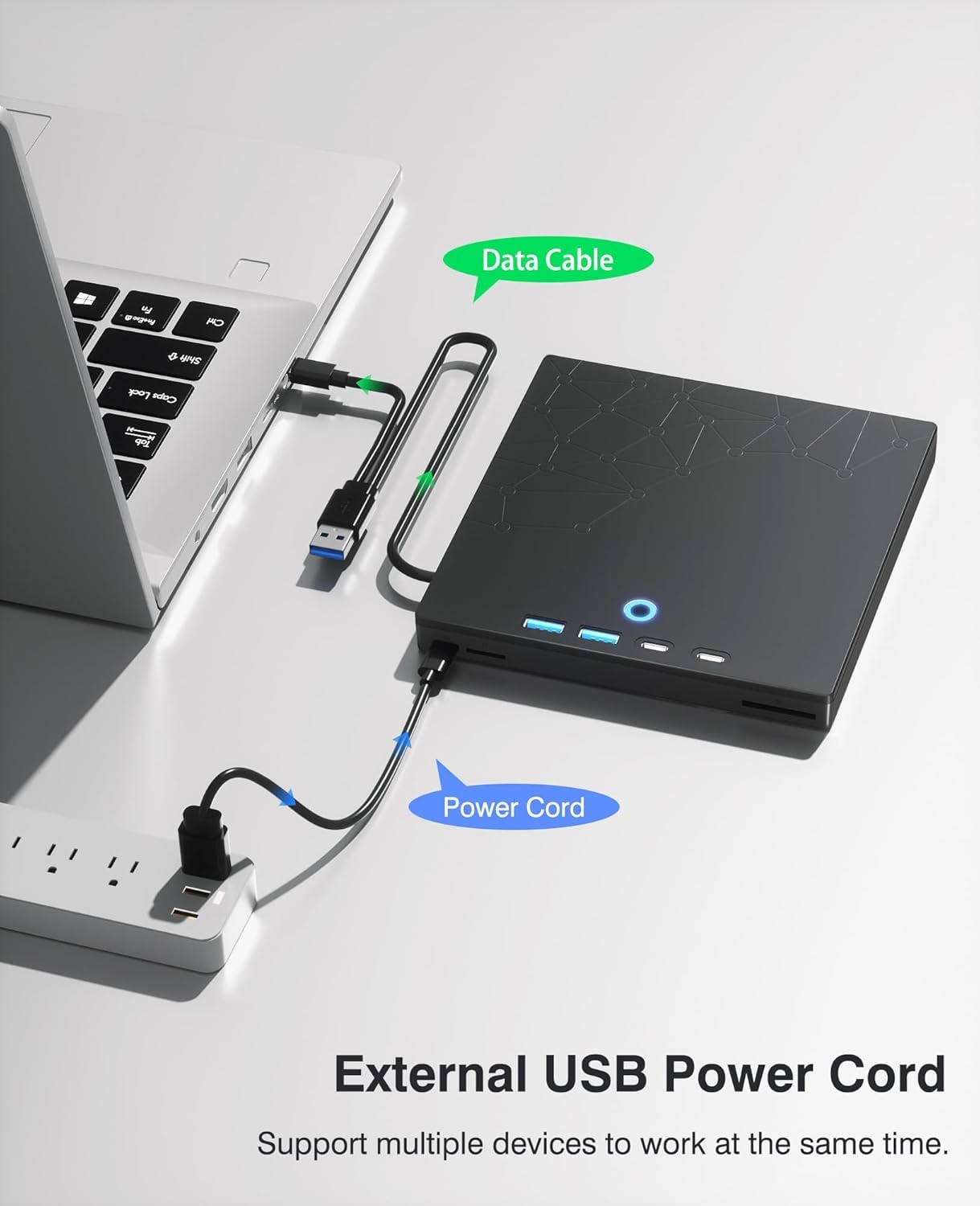 Unidad externa de CD/DVD para portátil, grabadora de DVD para laptop, 8 en 1, USB 3.0, reproductores de CD portátiles con puertos SD/TF, unidad de disco externa óptica para MacBook Windows 11