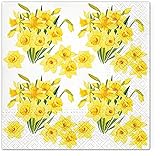 Tete a Tete Servilletas de papel de seda de 3 capas, 33 cm x 33 cm, paquete de 20 (ramos de narcisos)